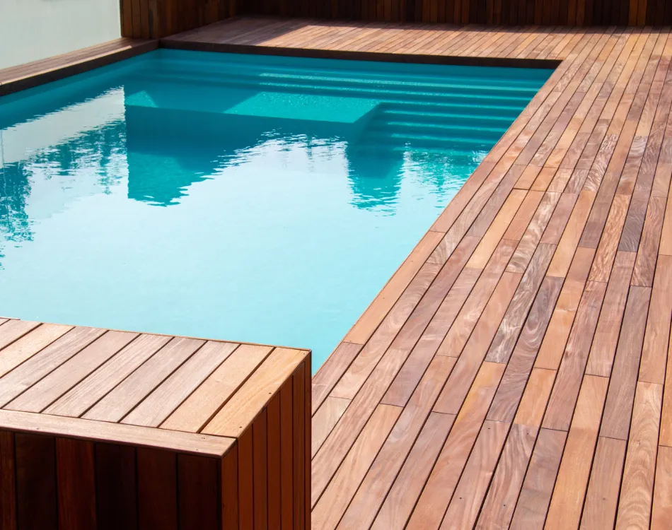 Pool with wood deck